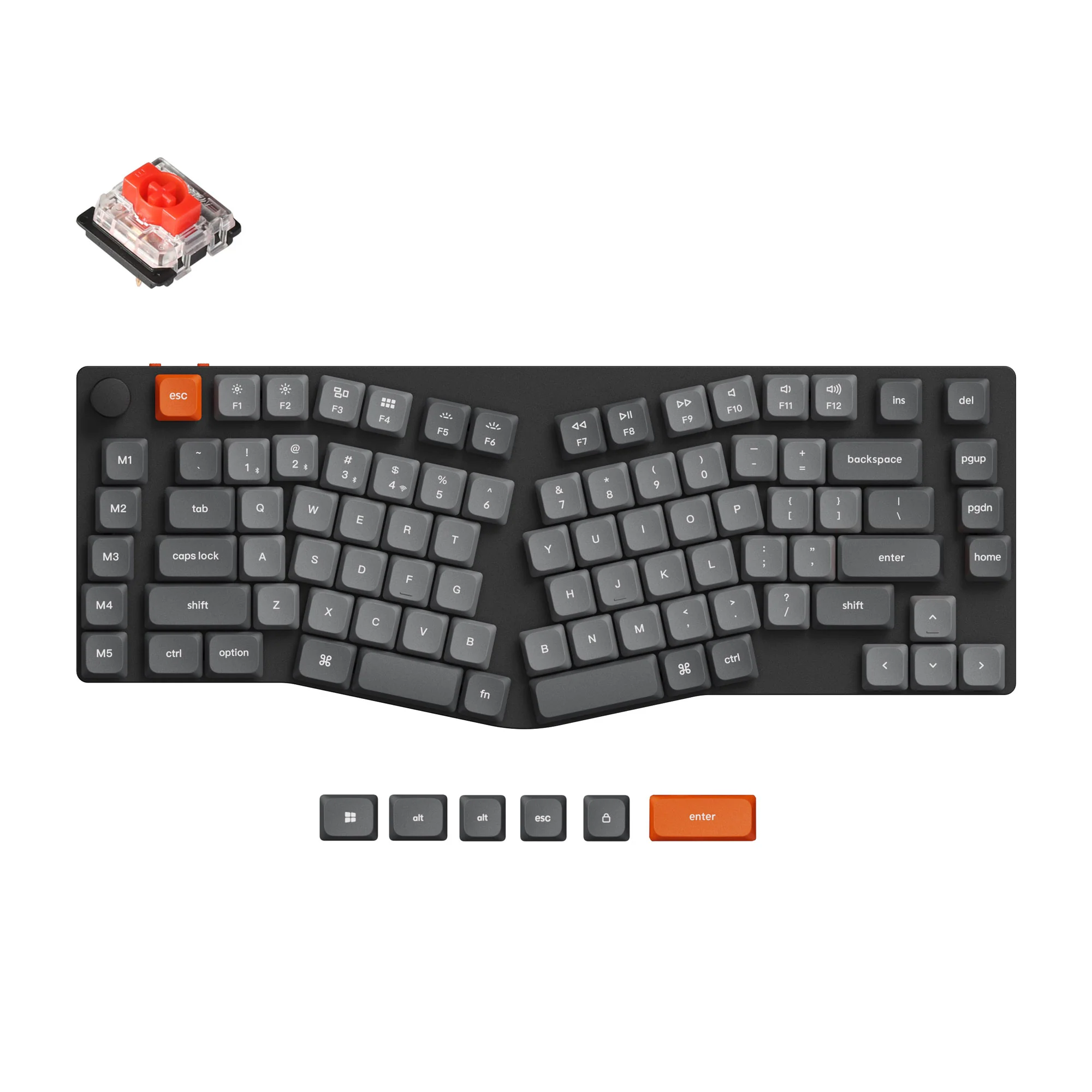 Teclado mecânico personalizado sem fio Keychron K15 Max (layout Alice) QMK