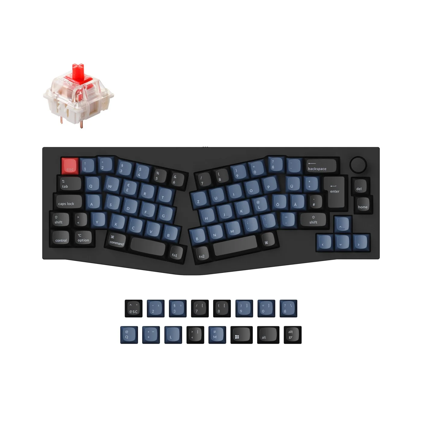 Teclado Mecânico Personalizado QMK Keychron Q8 (Layout Alice) - Coleção de Layout ISO