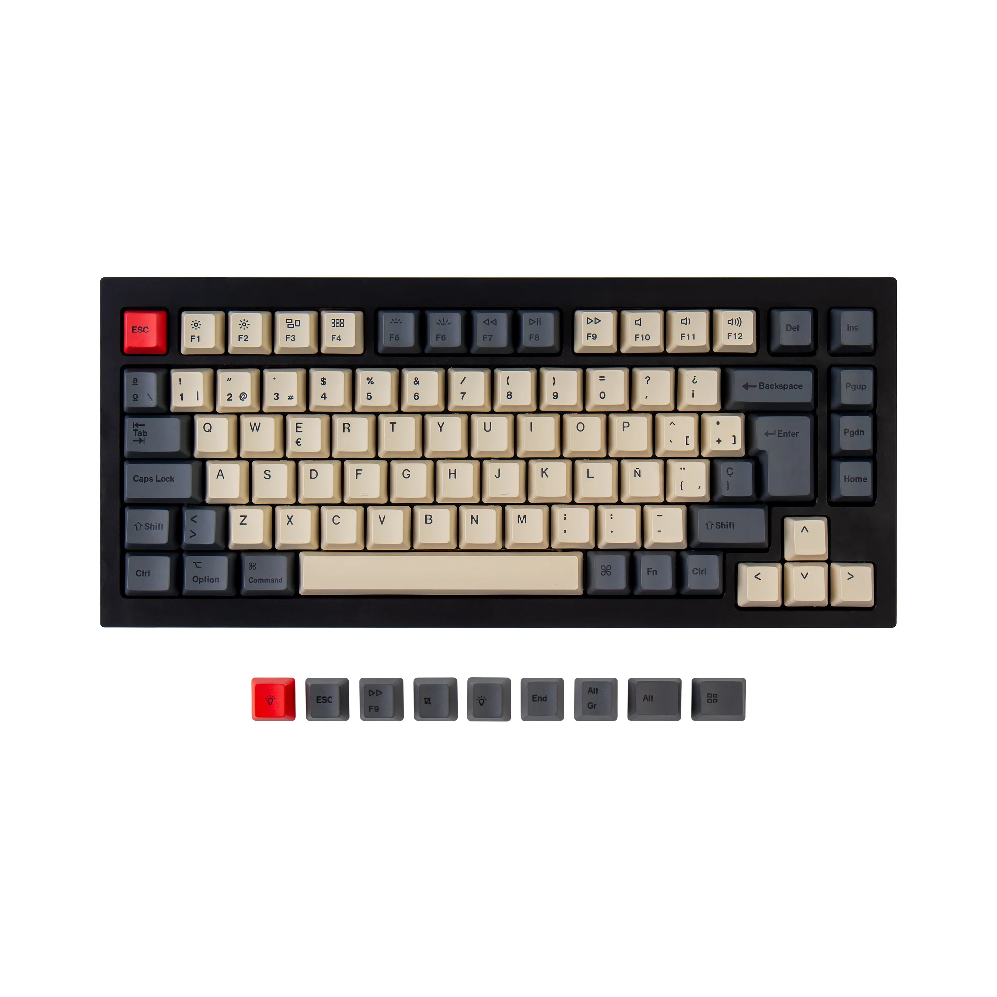 Set de touches PBT Dye-Sub OEM ISO pour Q1 & Q1 Pro & V1 & K2 & K2 Pro - Carbone