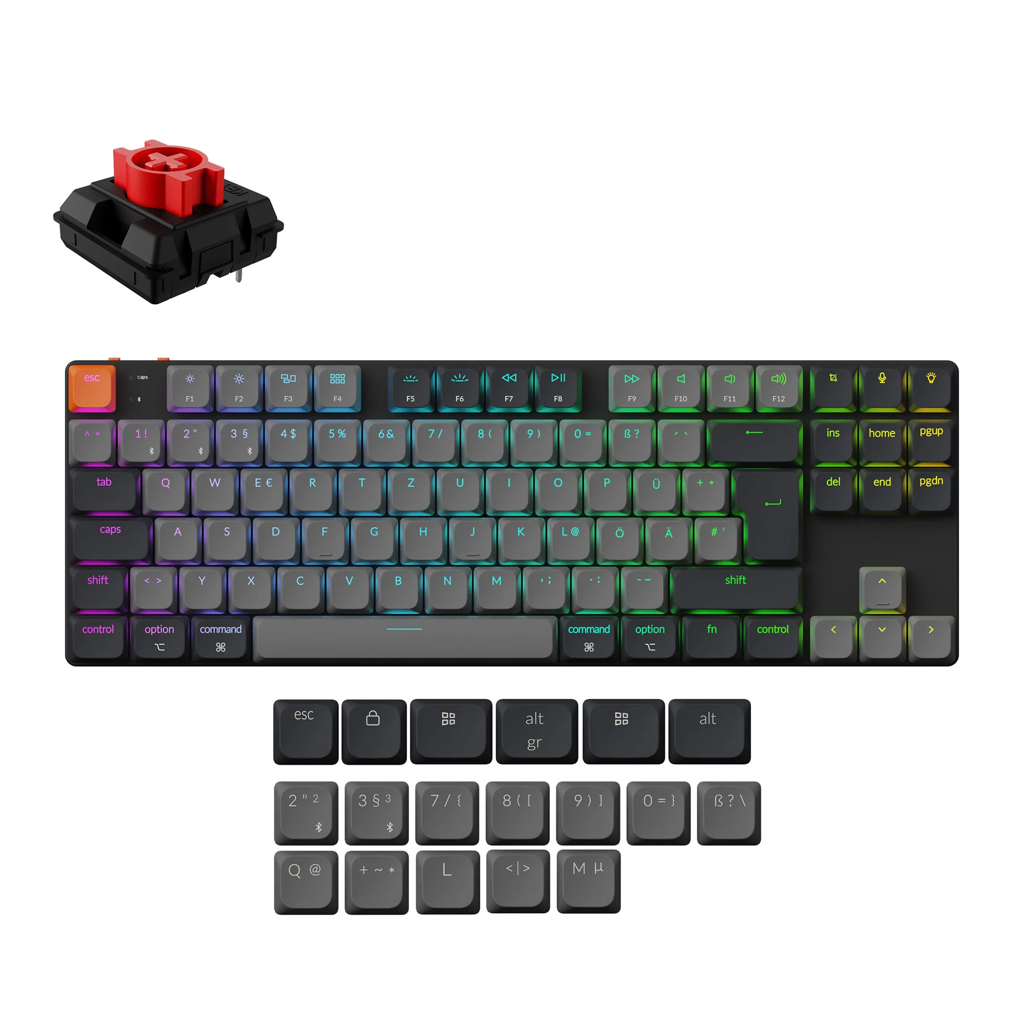 Keychron K1 QMK Teclado mecánico inalámbrico (distribución ISO) - Versión 6
