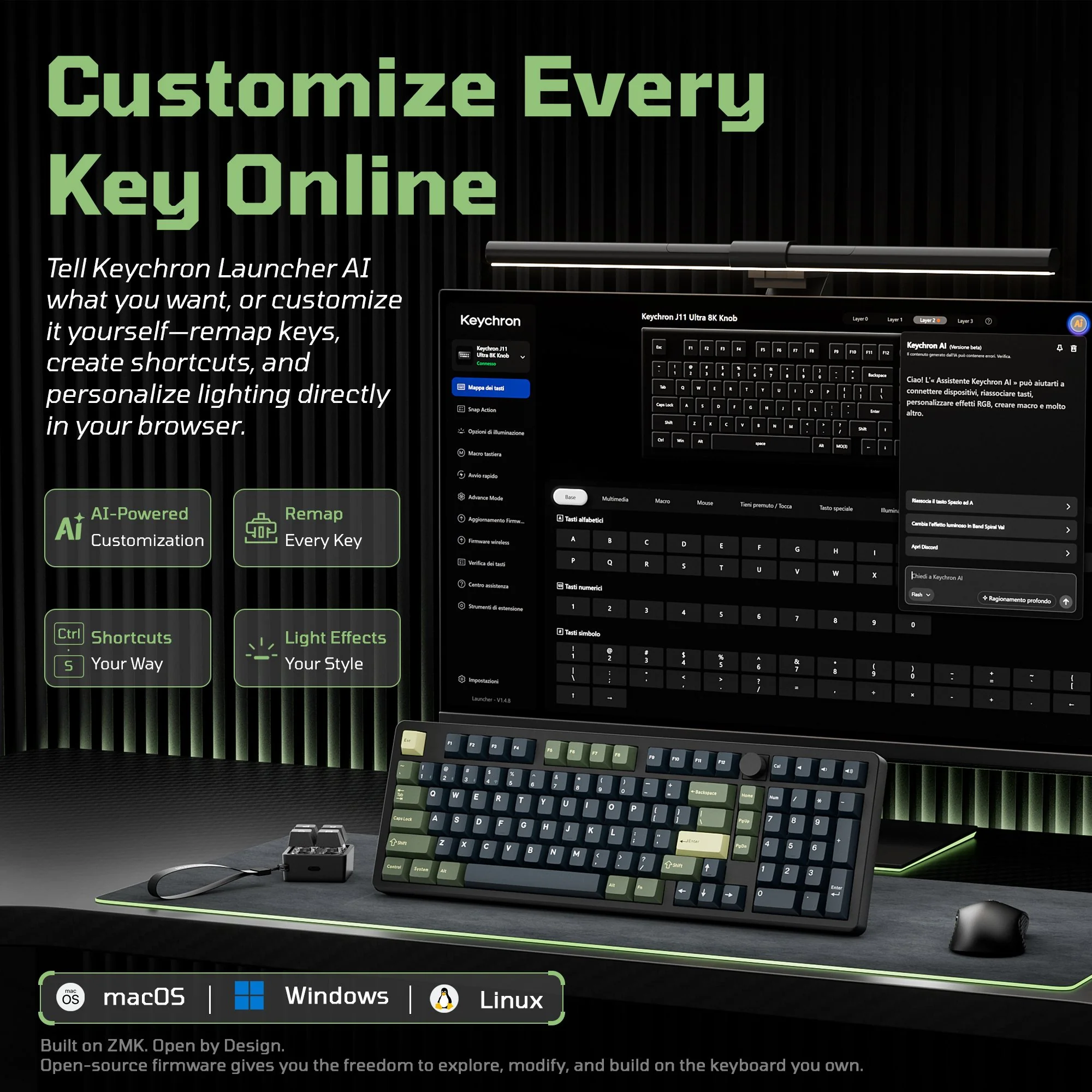 Teclado mecânico sem fio Keychron J11 Ultra 8K