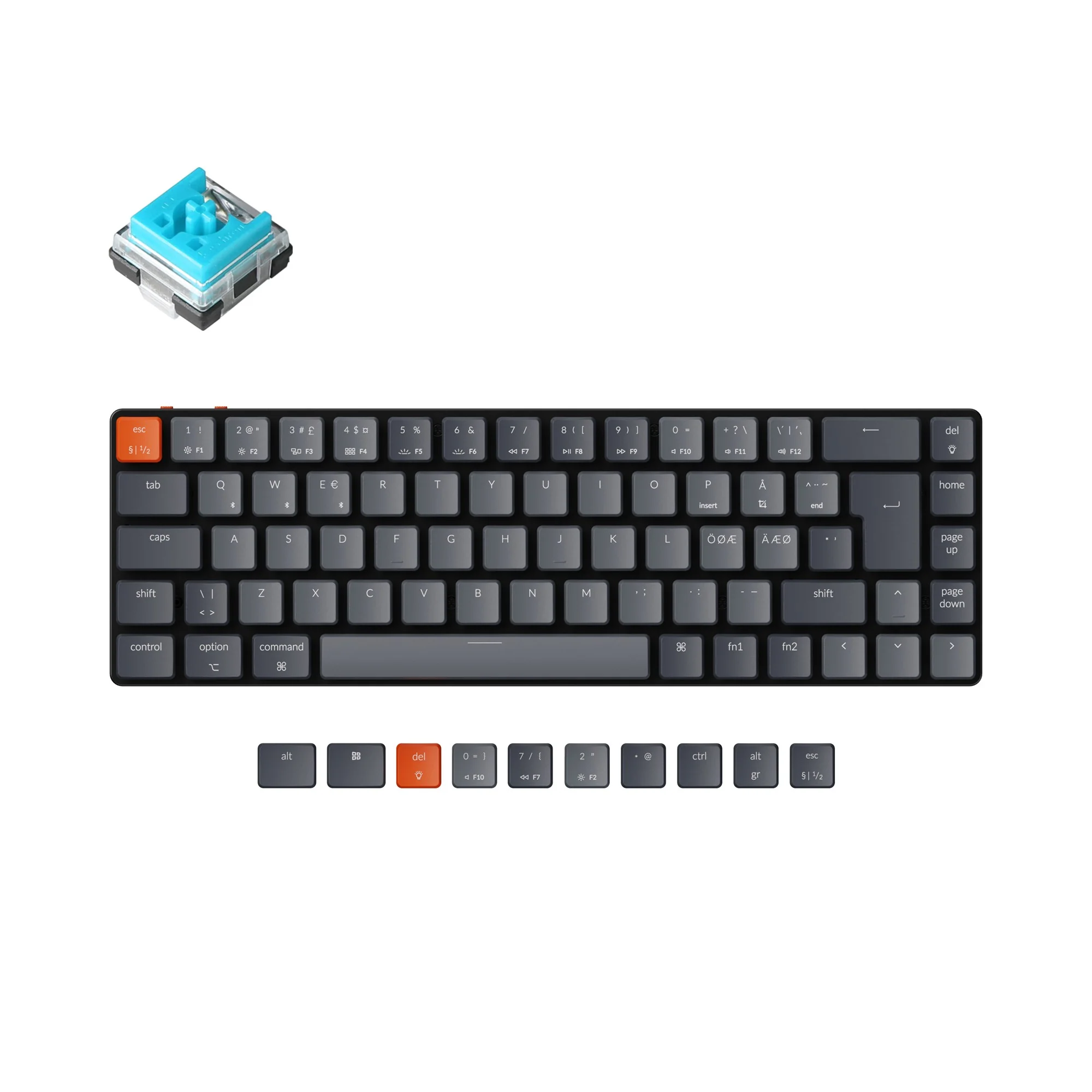 Clavier mécanique sans fil ultra-mince Keychron K7 (layout ISO nordique)
