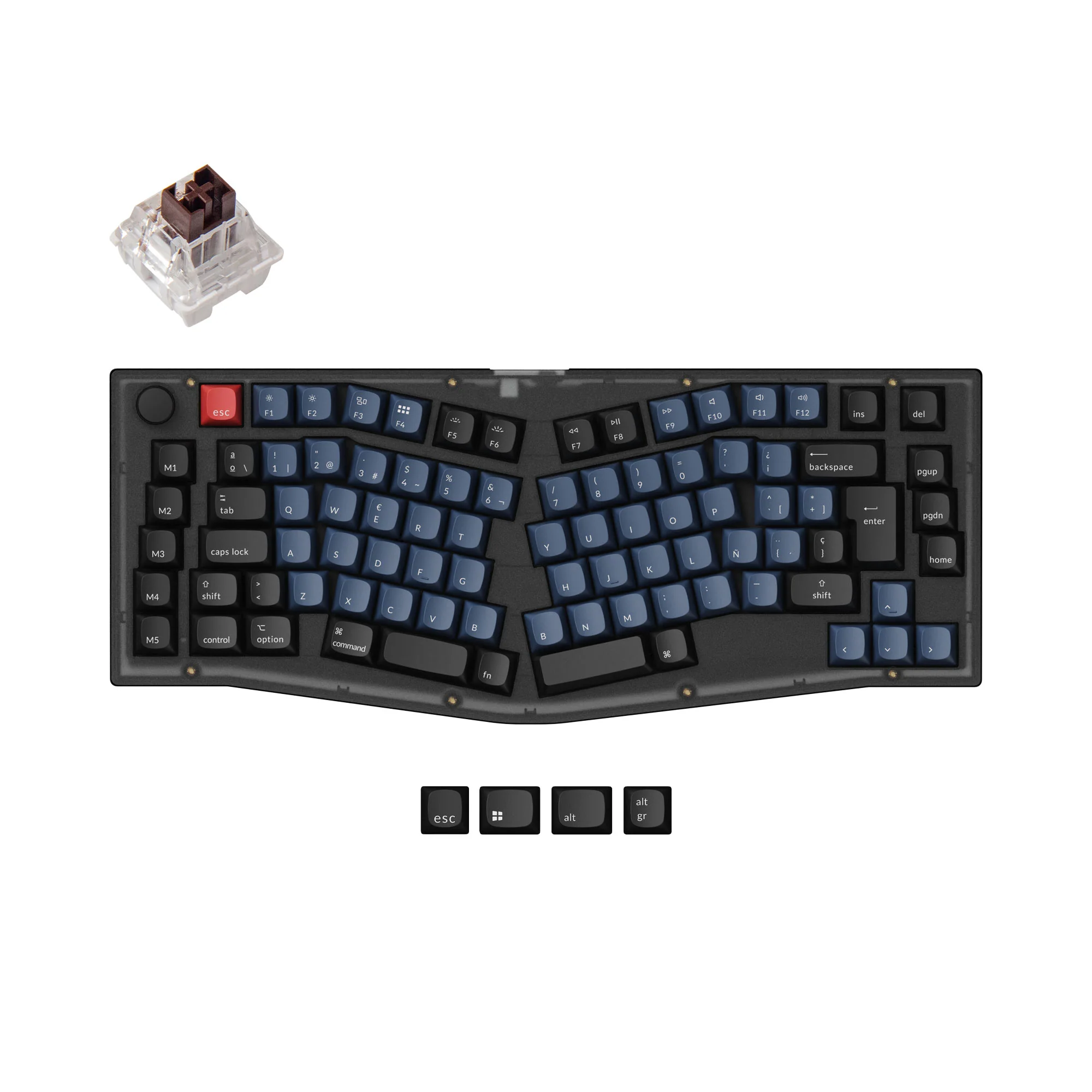 Coleção de Teclado Mecânico Personalizado QMK Keychron V10 (Layout Alice) com Layout ISO