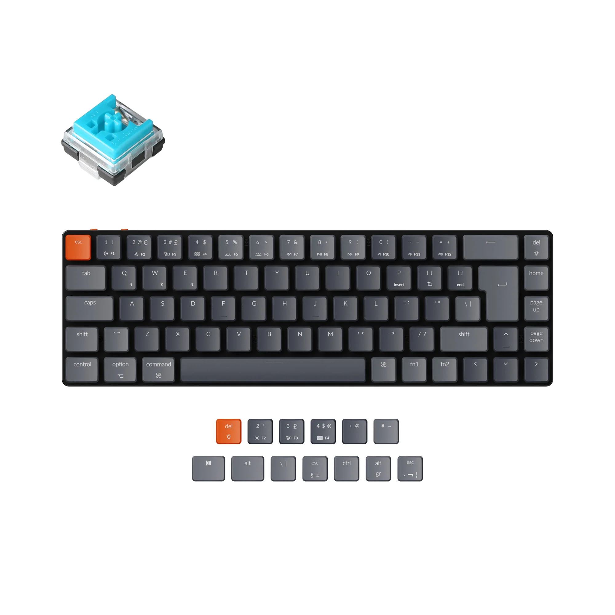 Keychron K7 Ultra-slim trådløst mekanisk tastatur (UK ISO-layout)