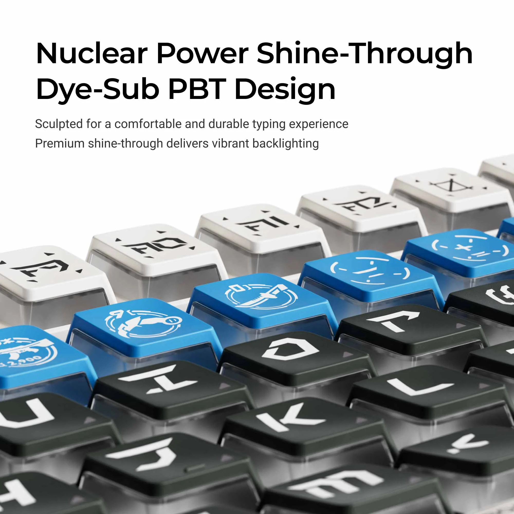 Arsenal - Nuclear Power Pełny komplet prześwitujących keycapów PBT Dye-Sub