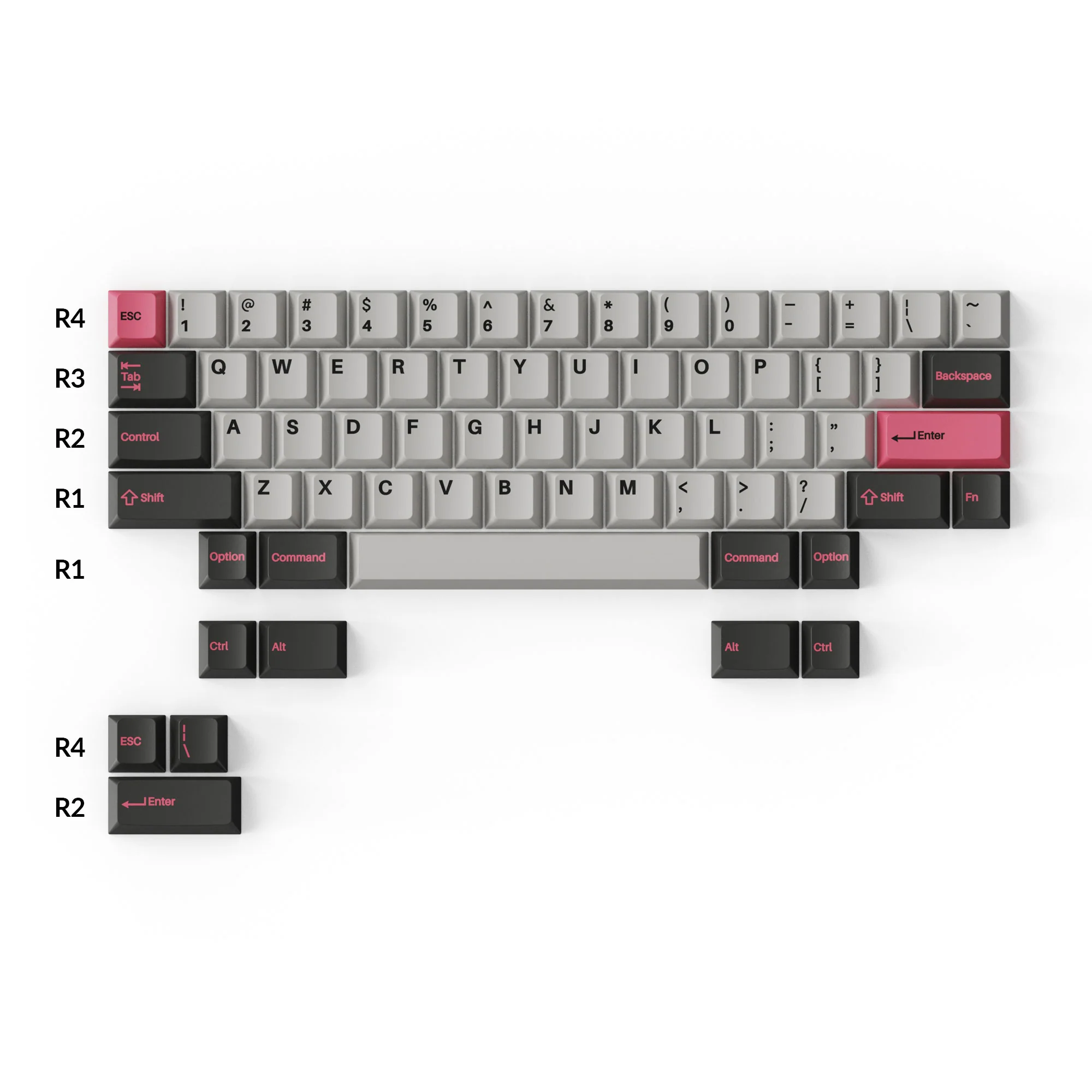 Conjunto Completo de Keycaps PBT Double-Shot Perfil Cherry - Dolch Pink