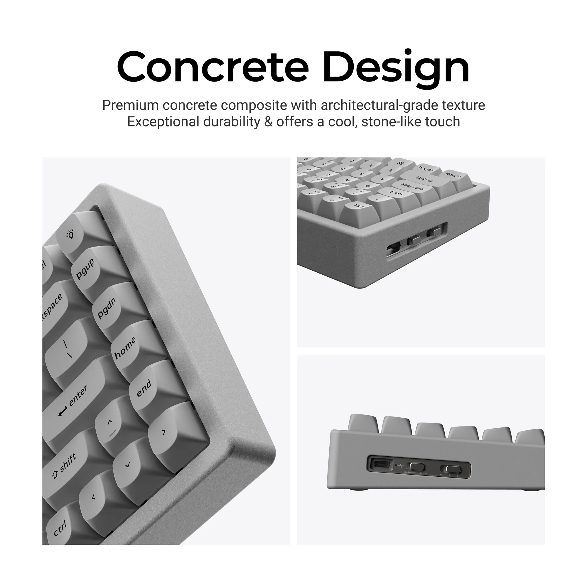 Keychron K2 HE Wireless Magnetic Switch Custom Keyboard - Concrete Edition