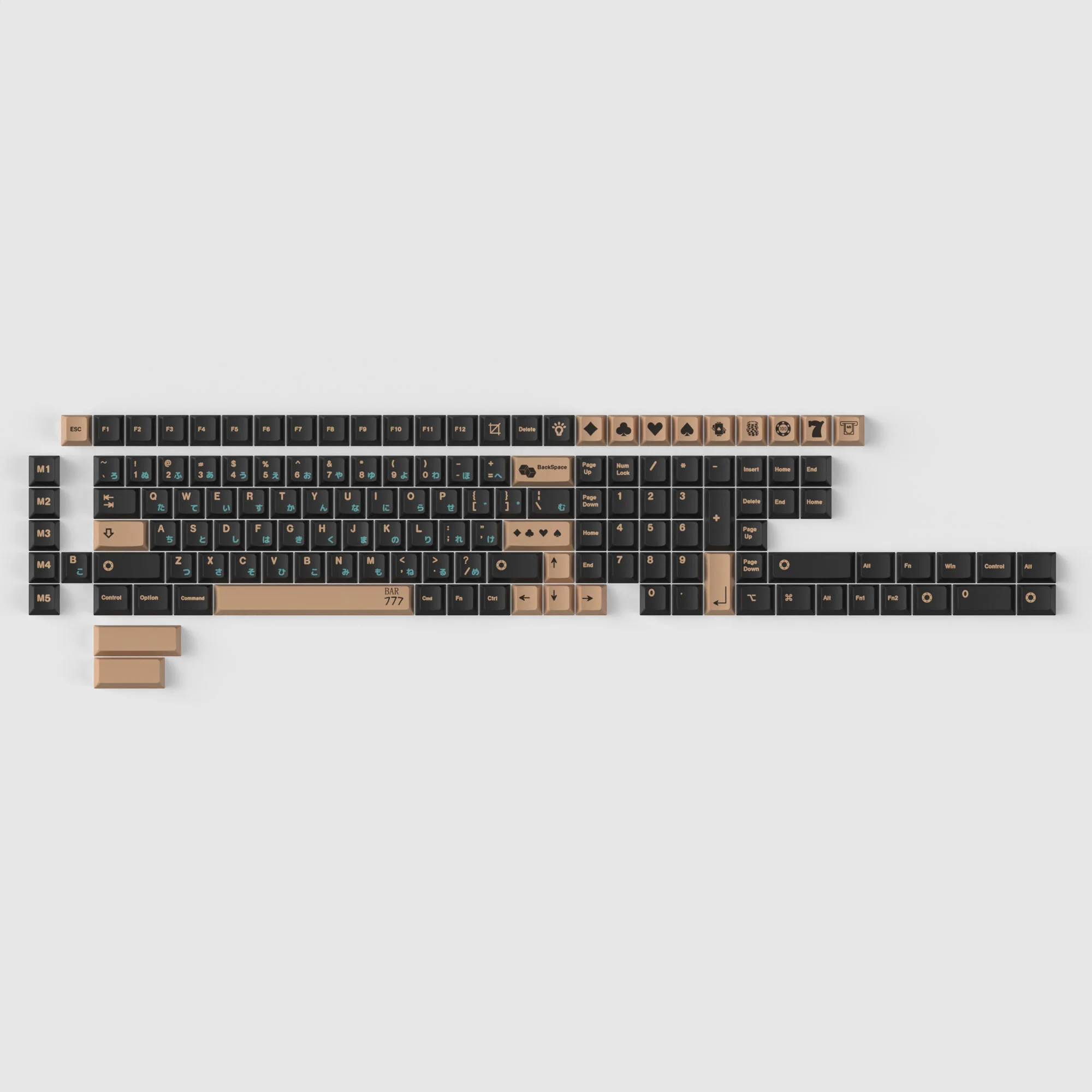 Golden Casino - Conjunto completo de keycaps PBT Dye-Sub, perfil Cherry