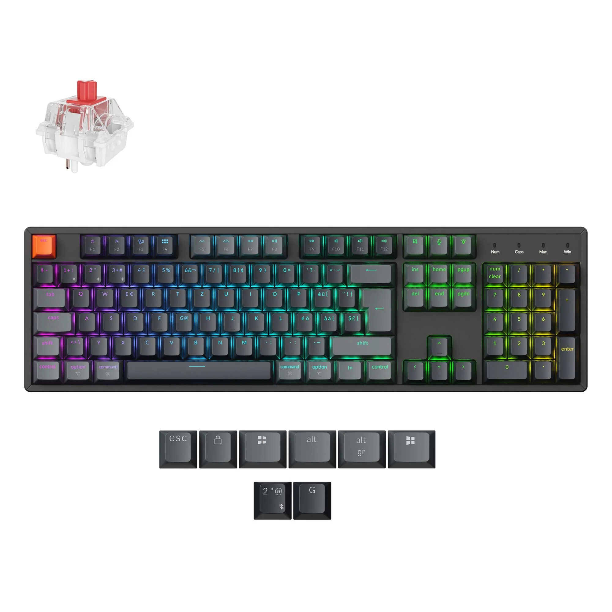 Keychron K10 Teclado mecánico inalámbrico QMK (distribución ISO) - Versión 2