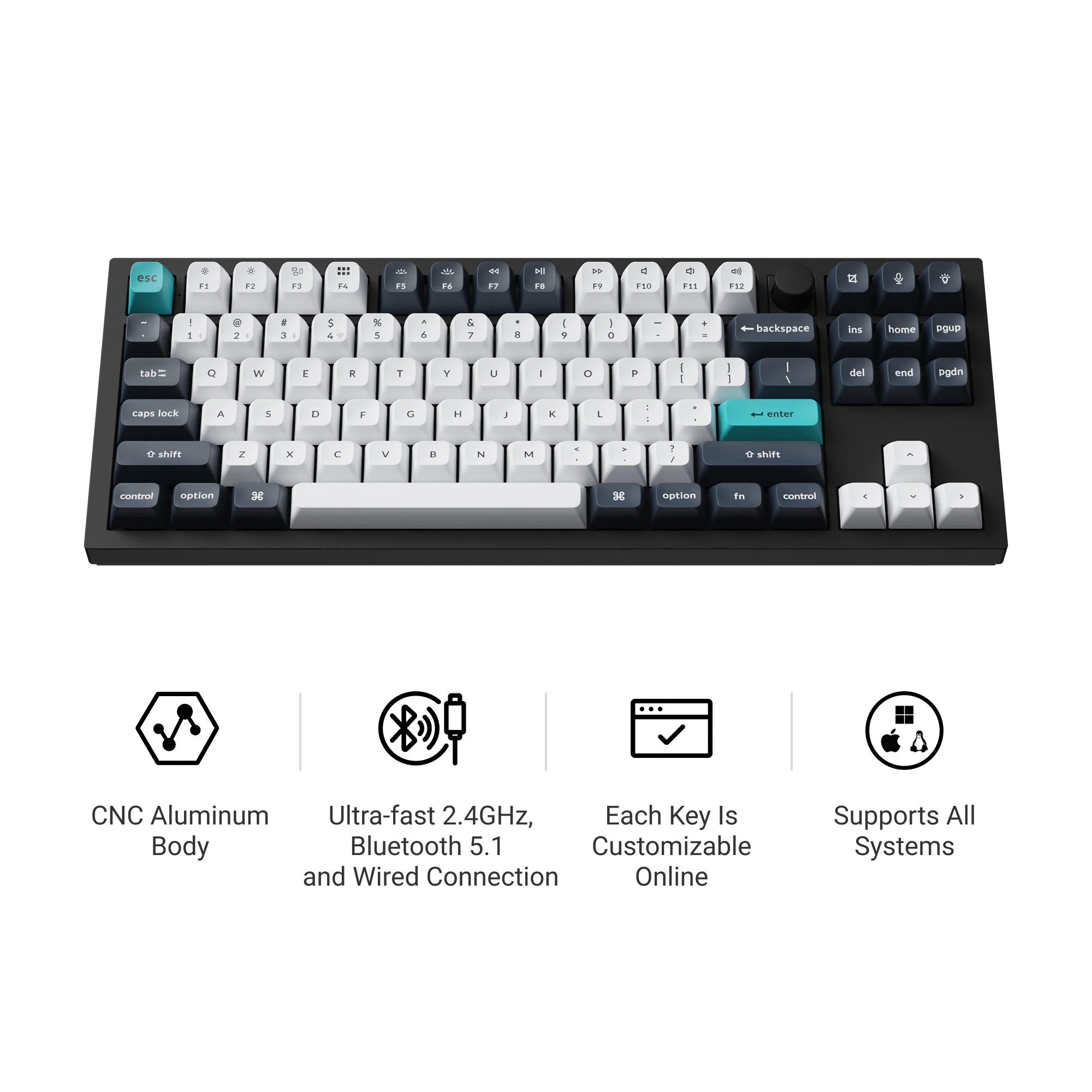 Keychron Q3 Max QMK/VIA Bezprzewodowa konfigurowalna klawiatura mechaniczna