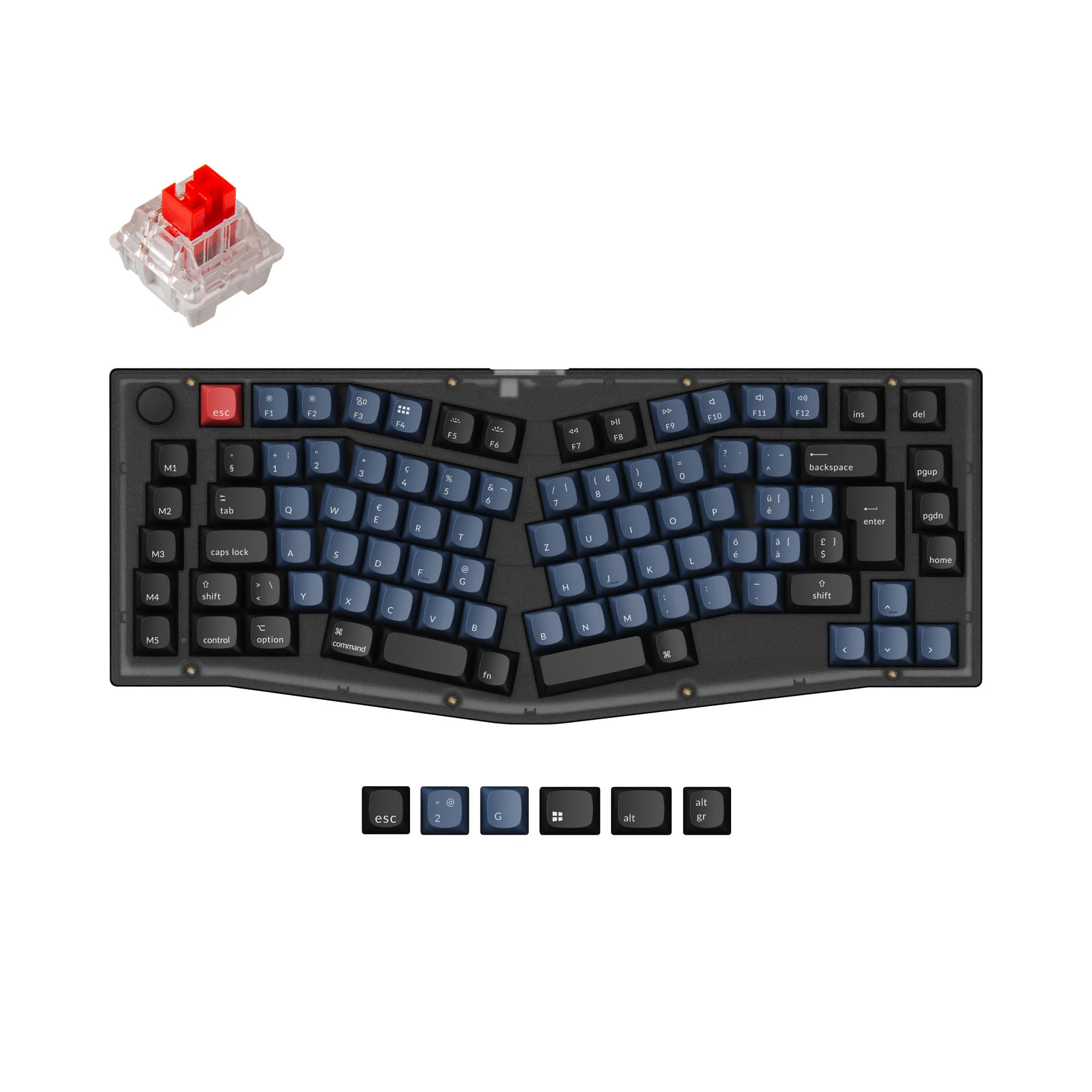 Coleção de Teclado Mecânico Personalizado QMK Keychron V10 (Layout Alice) com Layout ISO