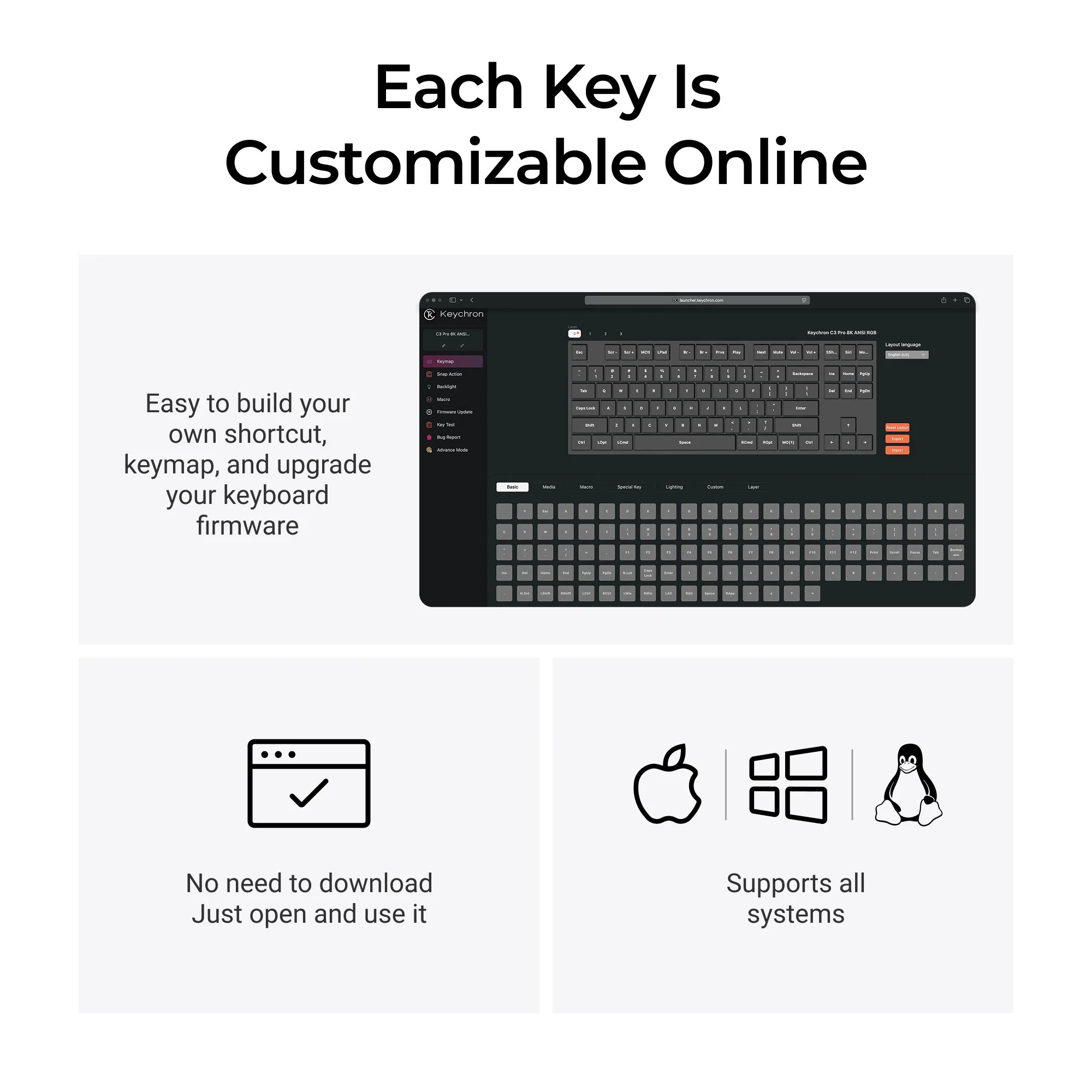 Keychron C3 Pro 8K QMK Przewodowa mechaniczna klawiatura custom
