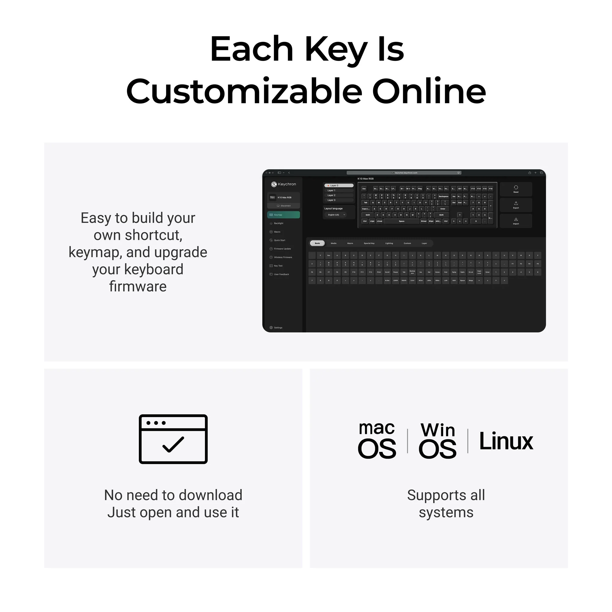 Keychron K10 Max QMK Teclado mecánico inalámbrico
