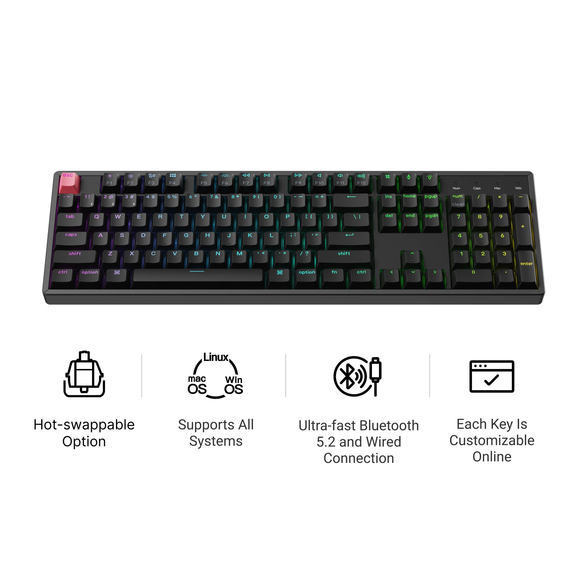 Keychron K10 QMK langaton mekaaninen näppäimistö (versio 2)